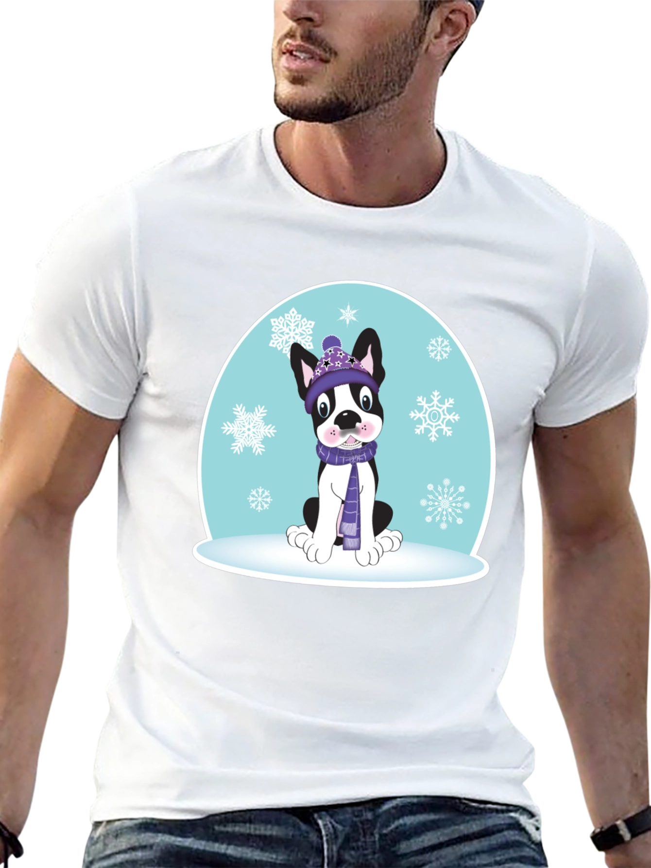 Winter Pup Graphic T-Shirt - Dog Lover Gift