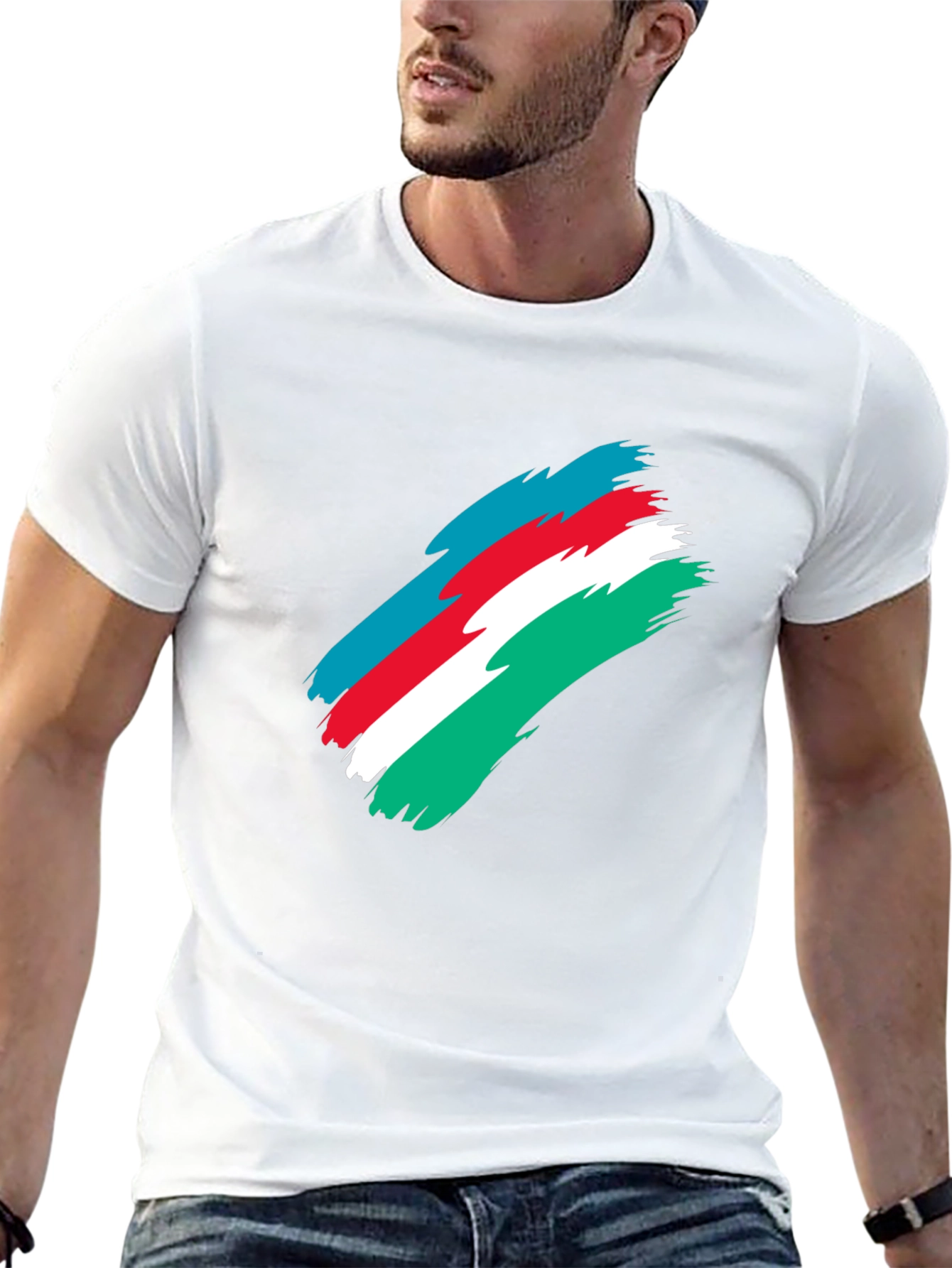 Azerbaijan Flag Brush Stroke Graphic Tee