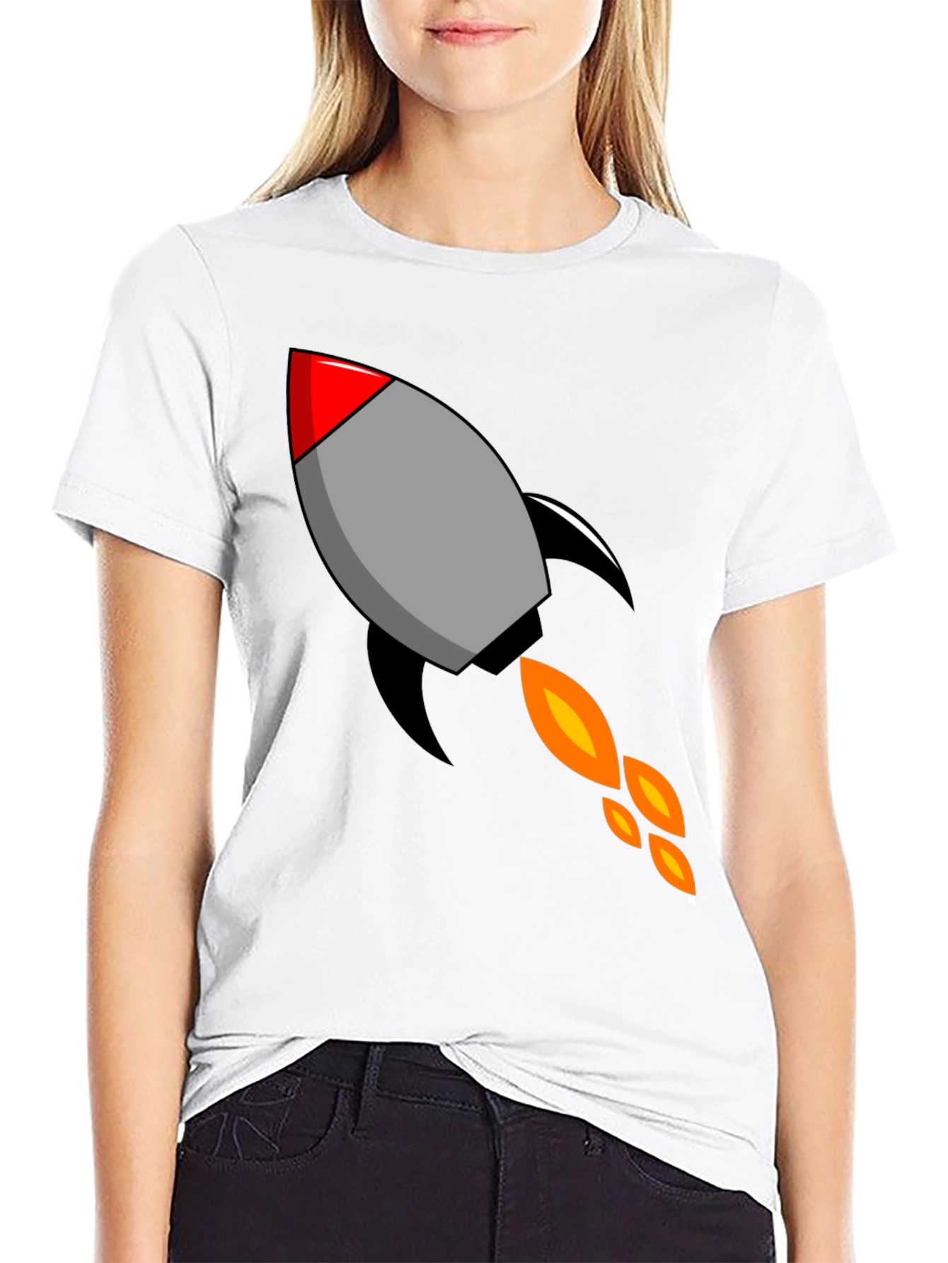 Rocket Graphic Black T-Shirt - Blast Off in Style!