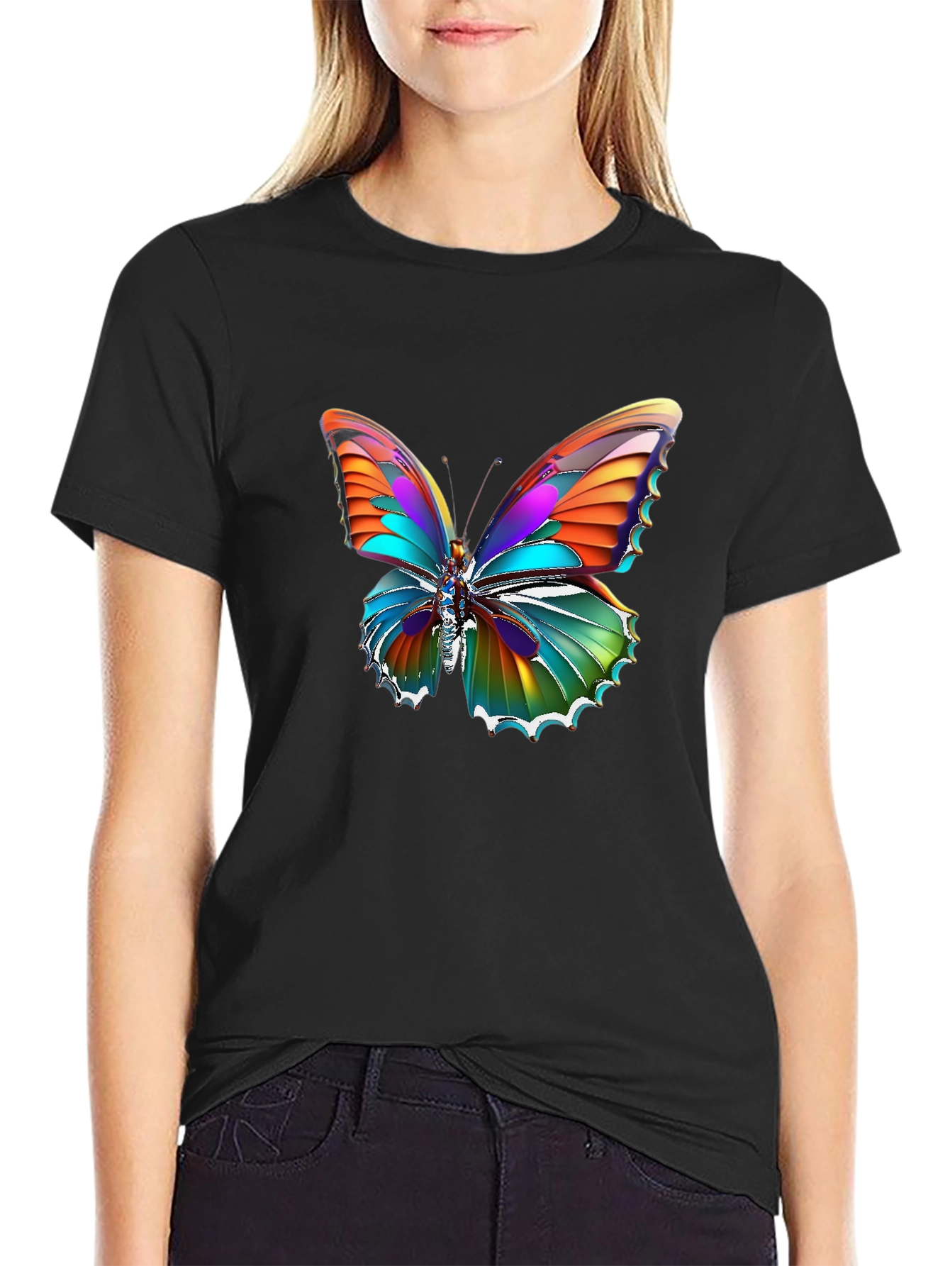 Butterfly Graphic Black T-Shirt