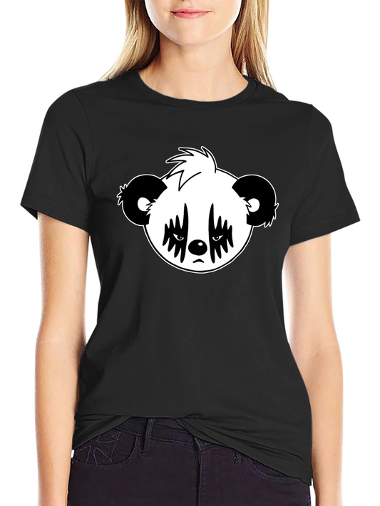 Emo Panda Graphic Black T-Shirt