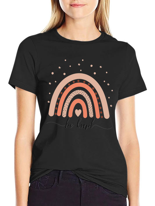 Be Kind Rainbow Graphic T-Shirt - Casual Cotton Tee