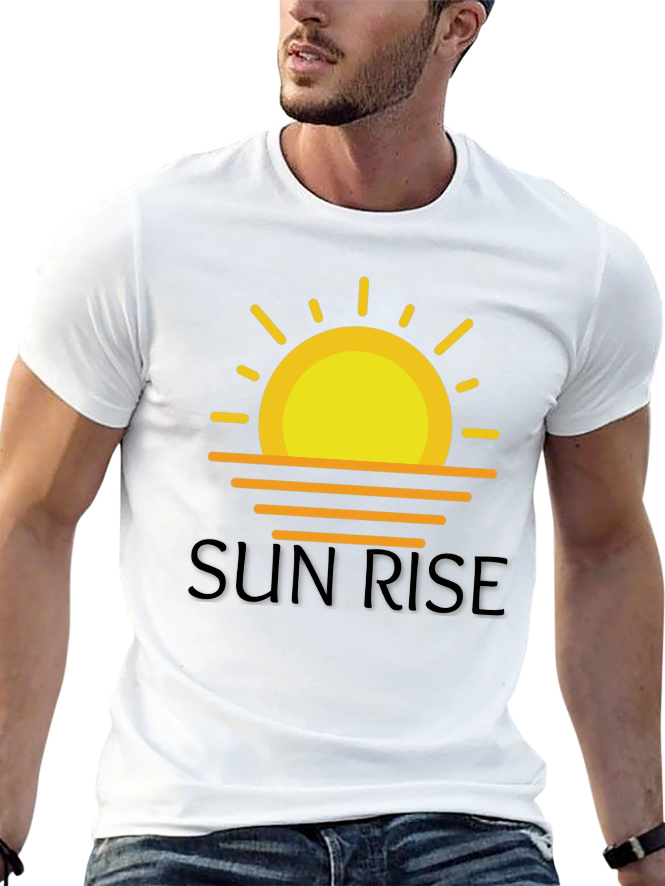 Sunrise Graphic Tee - Black Cotton T-Shirt
