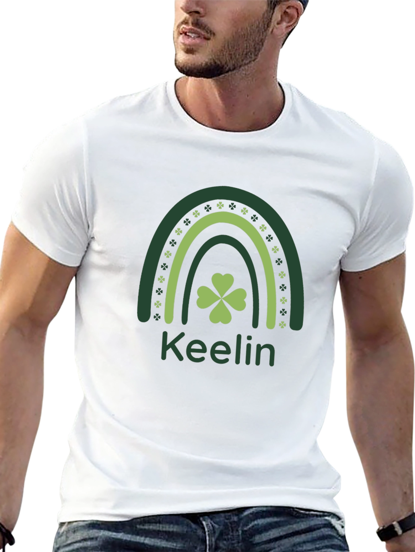 St. Patricks Day Keelin Rainbow Clover T-Shirt