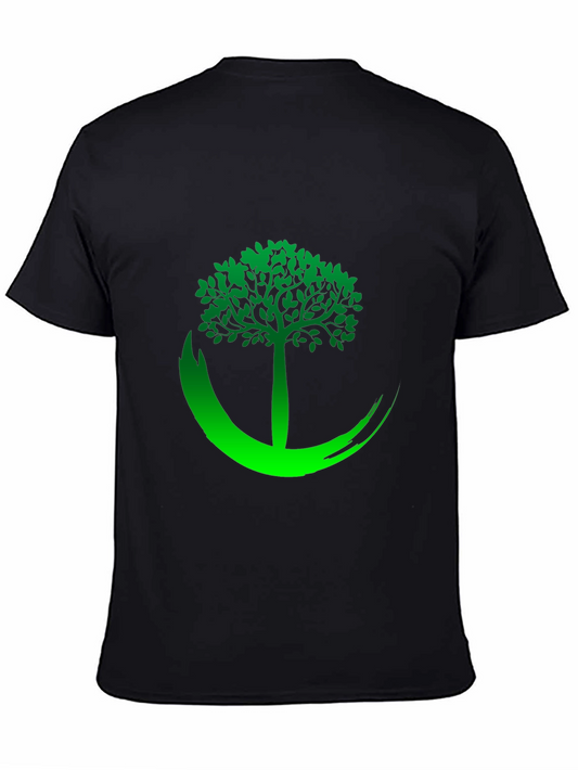 Black Tee with Green Tree Graphic