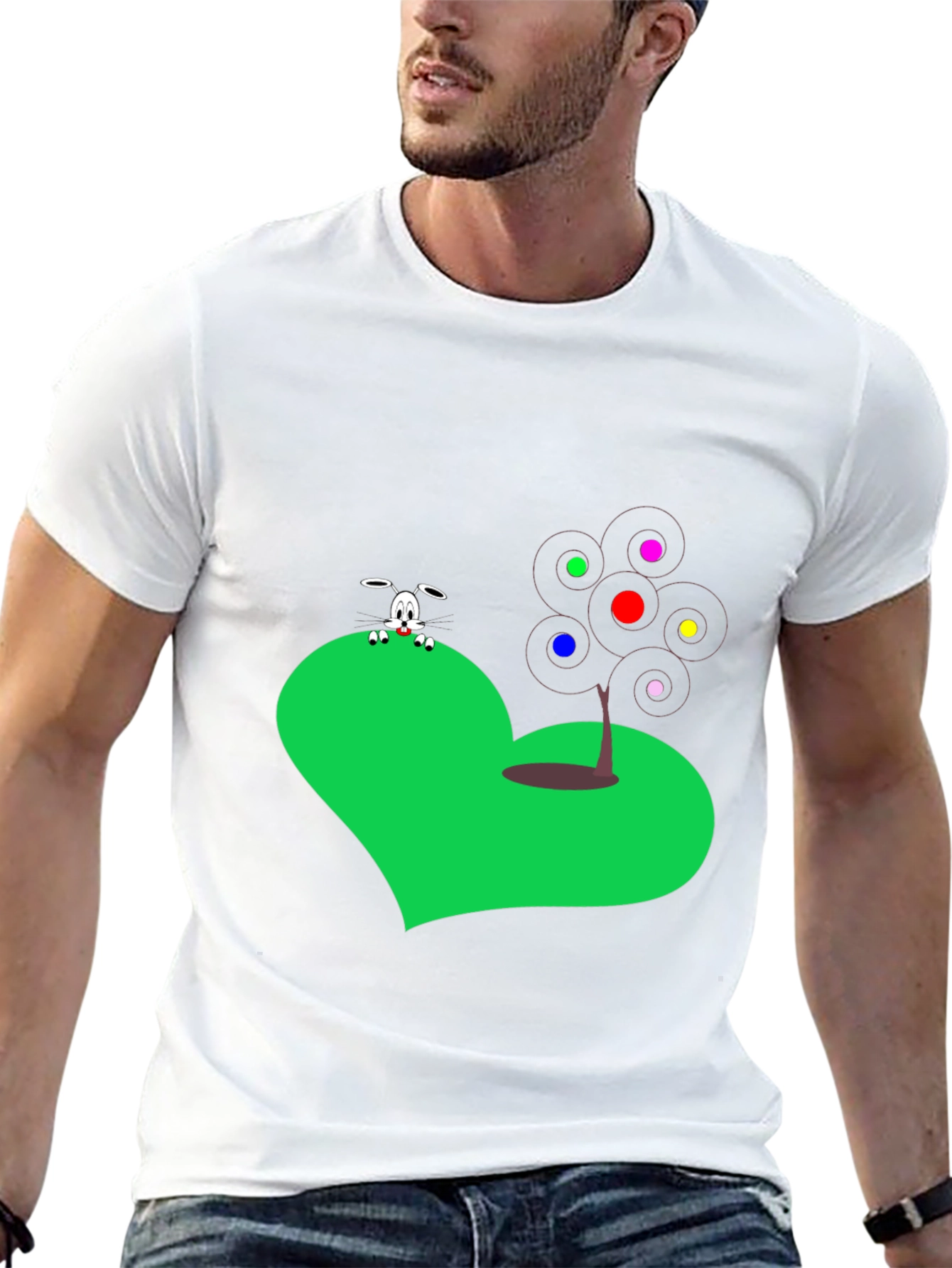 Novelty Graphic Tee - Heart Rabbit & Tree