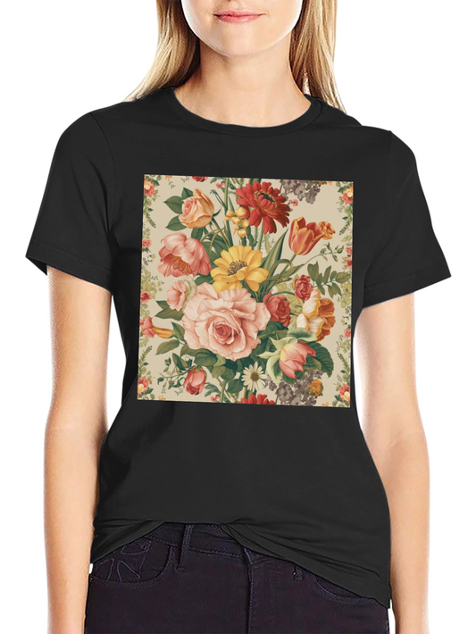 Floral Print T-Shirt - Botanical Garden Design