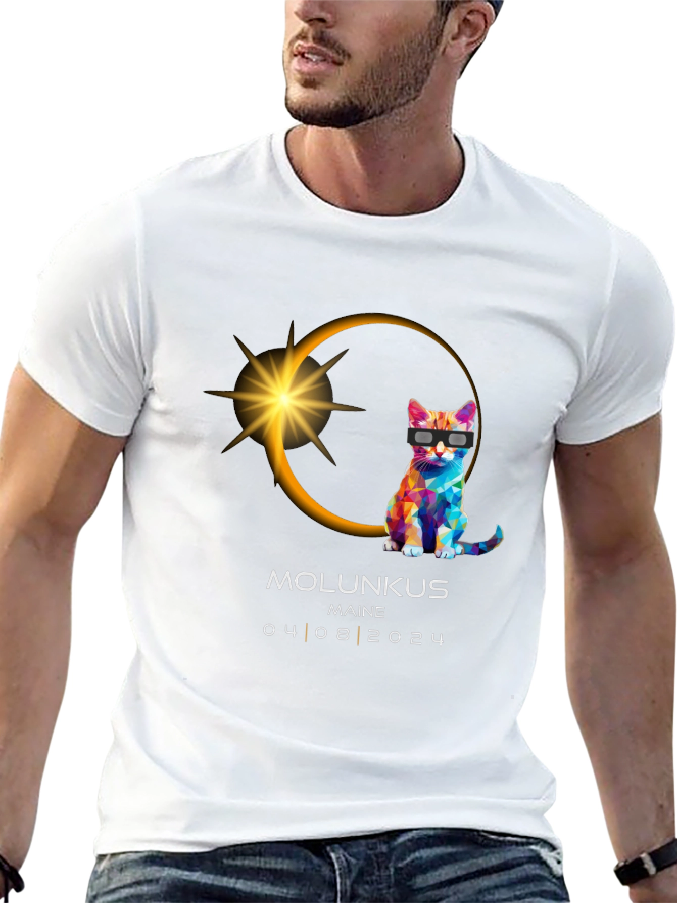 Molunkus Maine Eclipse Cat T-Shirt 04/08/2024