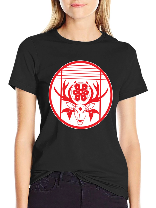 Deer Emblem Graphic Black T-Shirt