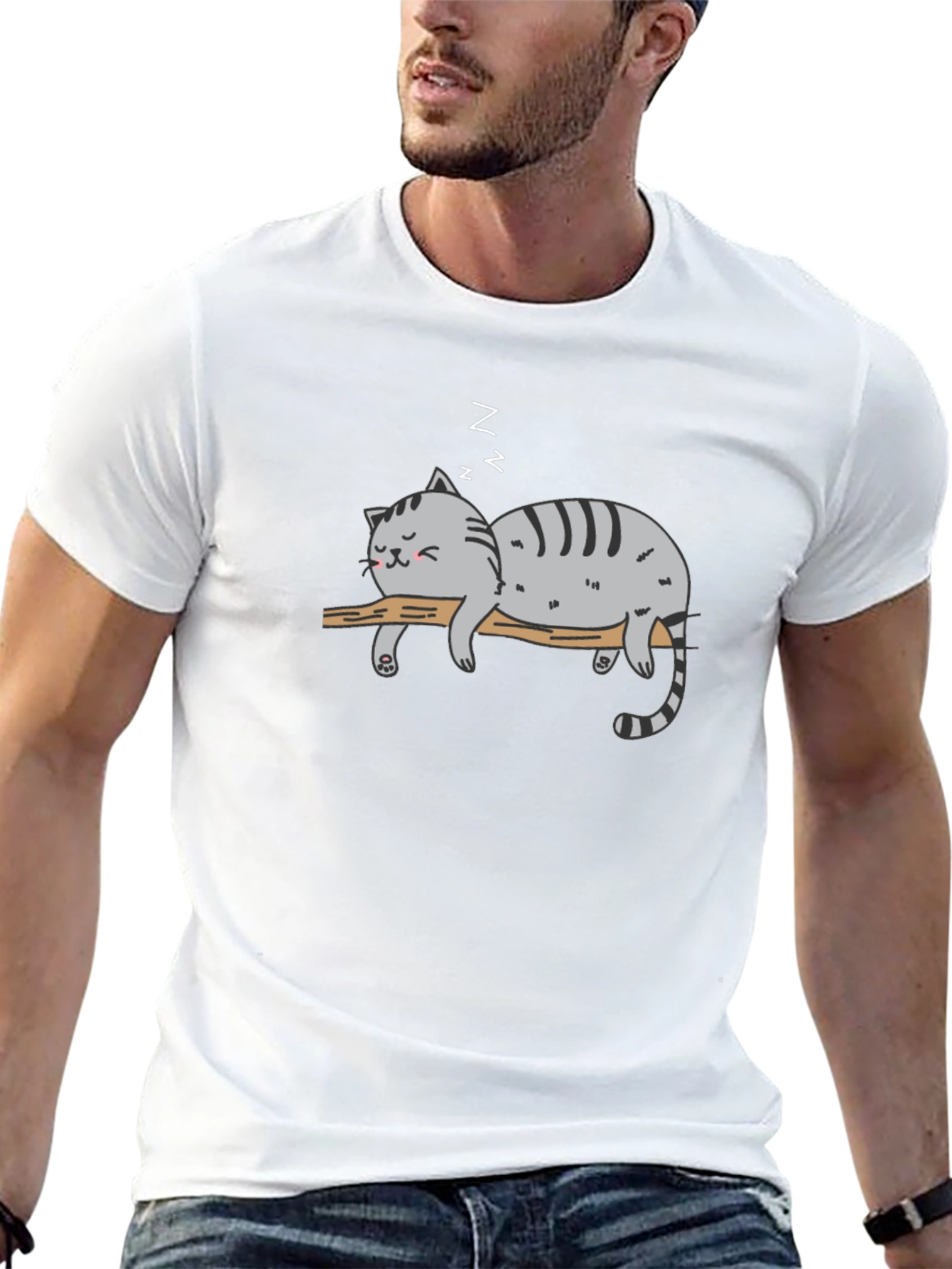 Lazy Cat Nap T-Shirt - Relaxed Graphic Tee