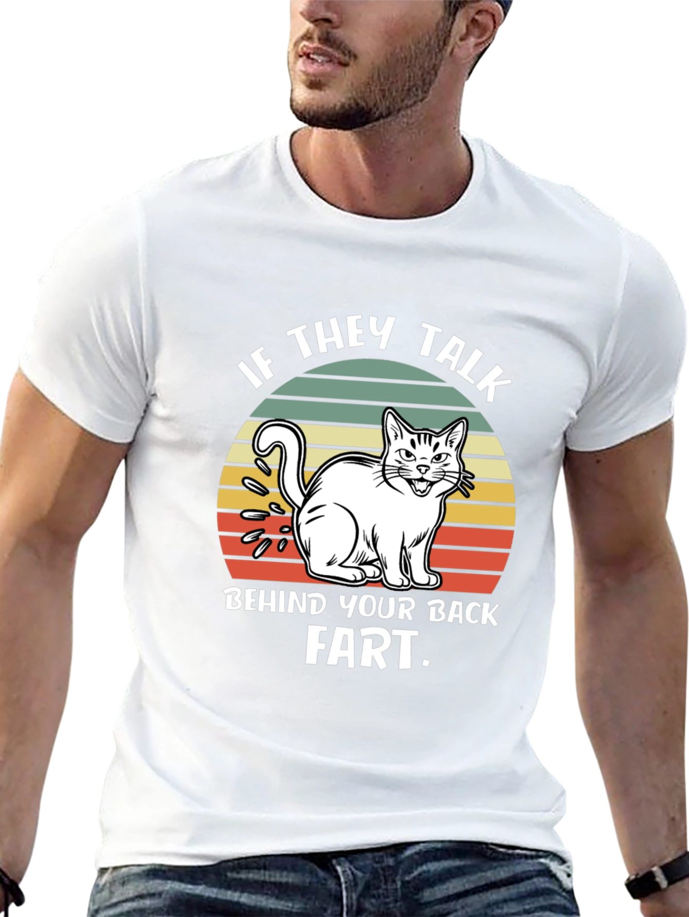 Funny Fart Cat T-Shirt - Mens Black Tee