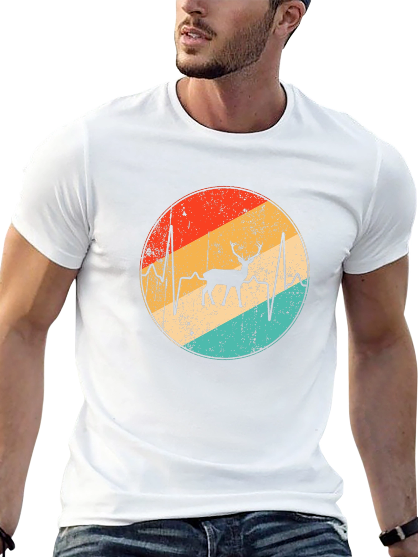 Retro Deer Heartbeat Graphic Tee