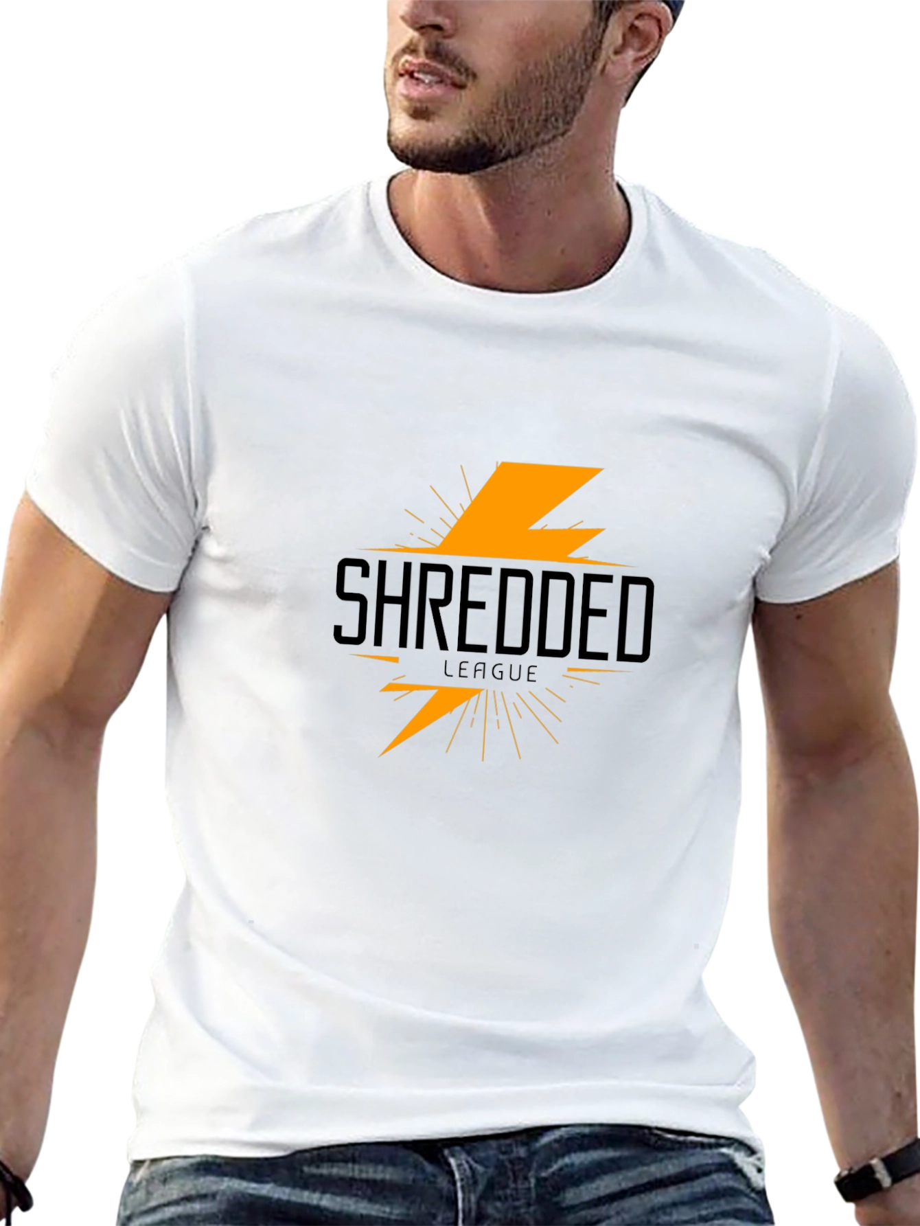 Shredded League Black T-Shirt - Lightning Bolt Graphic