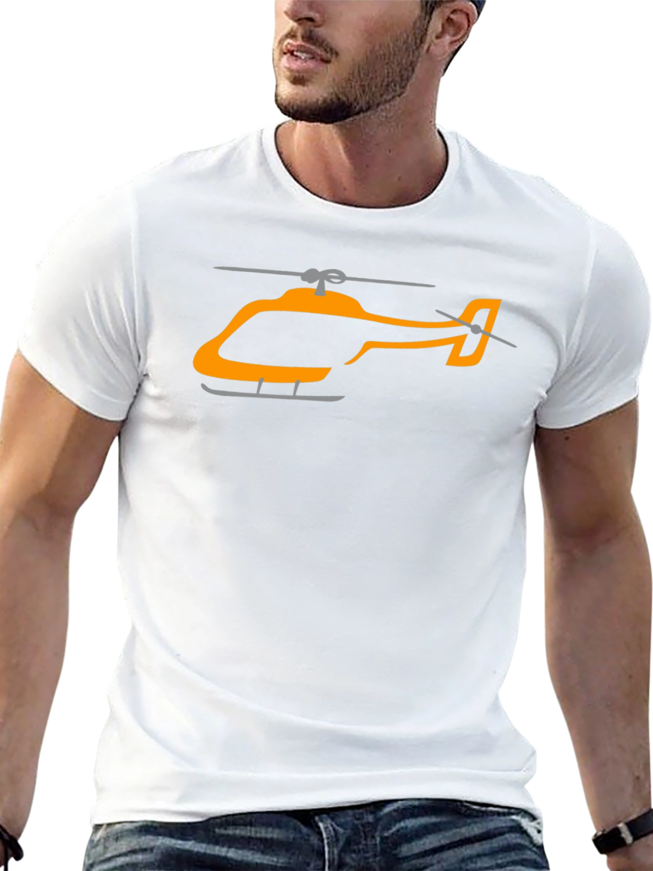 Helicopter Graphic T-Shirt - Modern Aviation Tee