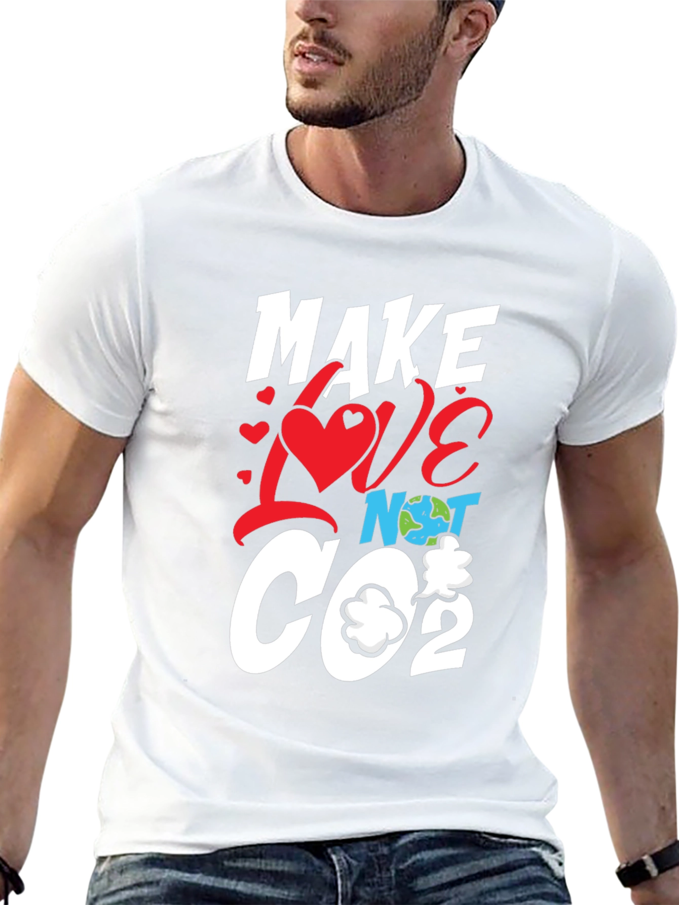 Make Love Not CO2 Graphic Tee - Eco-Friendly Design