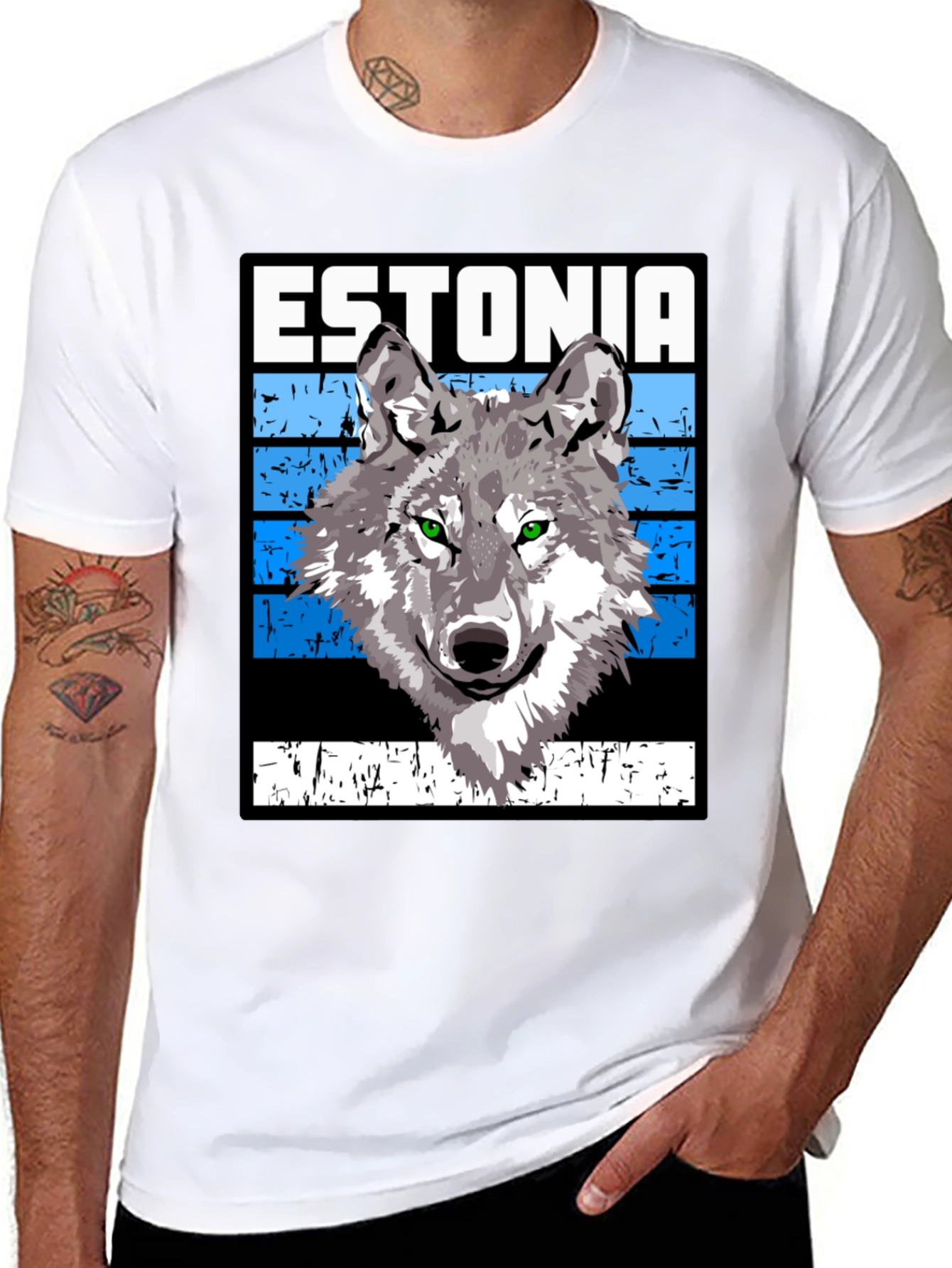 Estonia Wolf Graphic T-Shirt - Unisex Black Tee