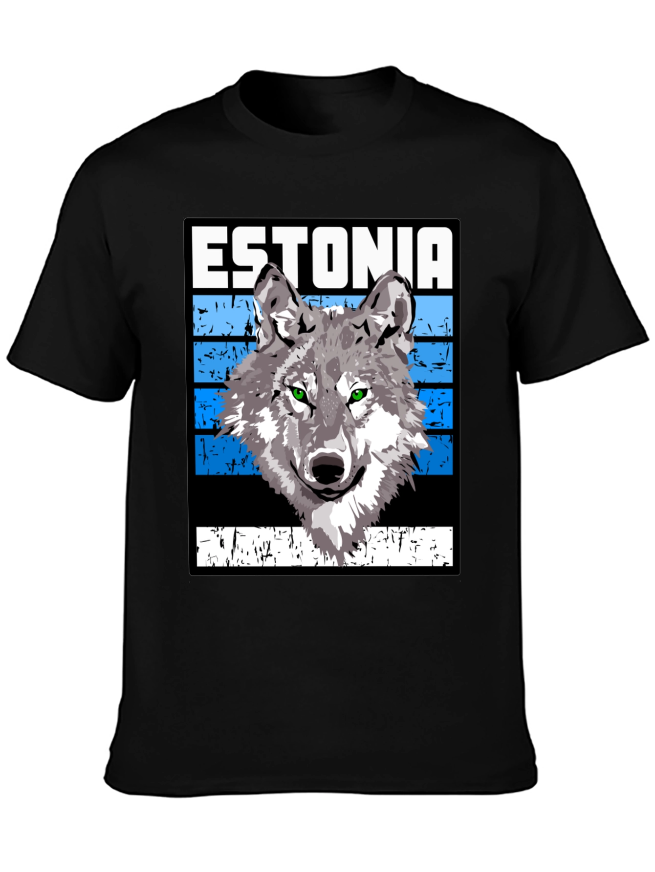 Estonia Wolf Graphic T-Shirt - Unisex Black Tee