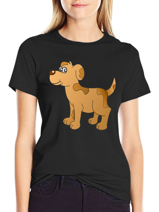 Cartoon Dog Graphic Black T-Shirt