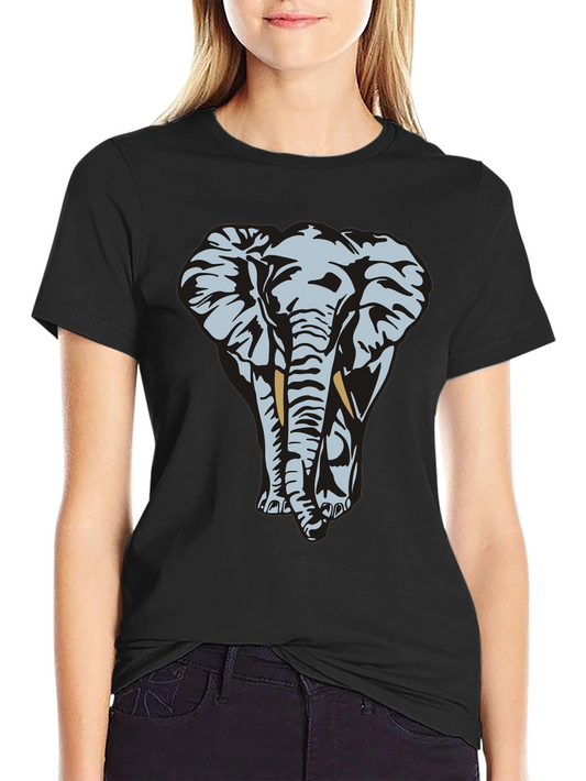 Elephant Graphic Tee - Black Cotton T-Shirt