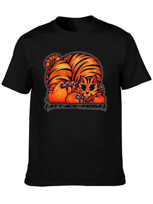 Attack Mode Tiger Graphic T-Shirt Cotton Blend Casual Wear