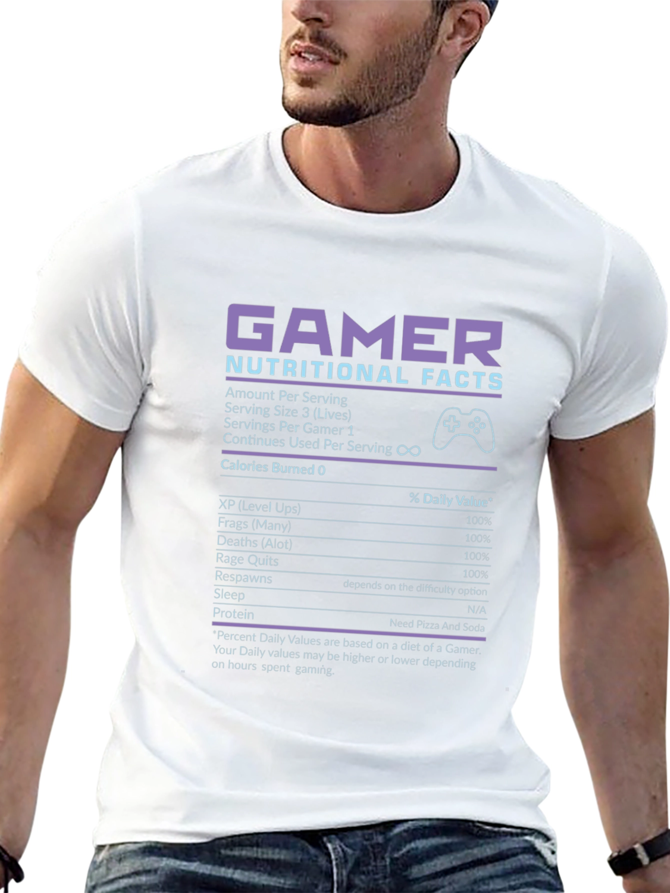 Gamer Nutritional Facts Black T-Shirt