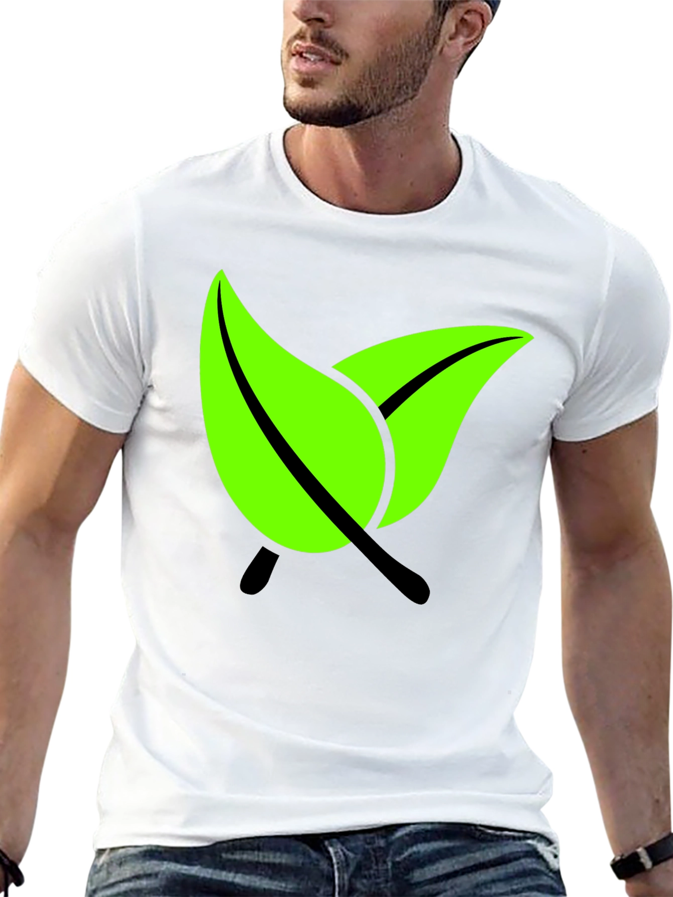 Eco-Friendly Leaf Graphic Black T-Shirt