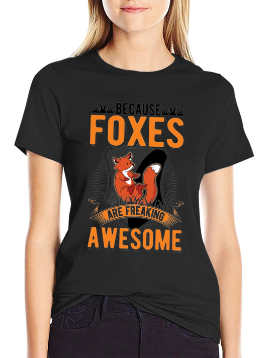 Foxes Are Awesome Black Graphic Tee