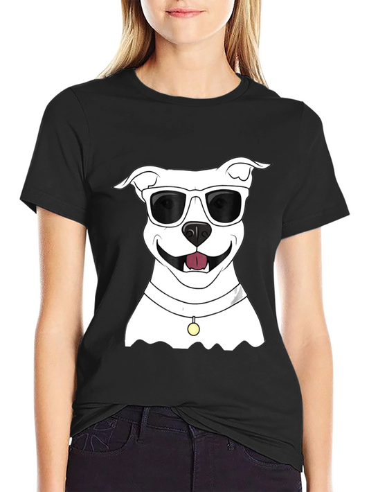 Cool Dog Graphic Tee - Black Cotton Casual Shirt