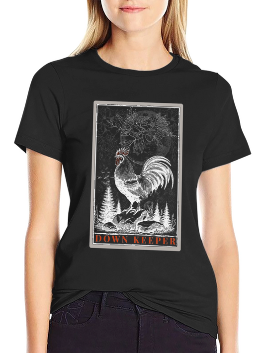 Down Keeper Rooster Graphic Tee - Black
