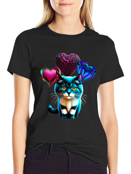 Cat with Hearts Graphic Tee