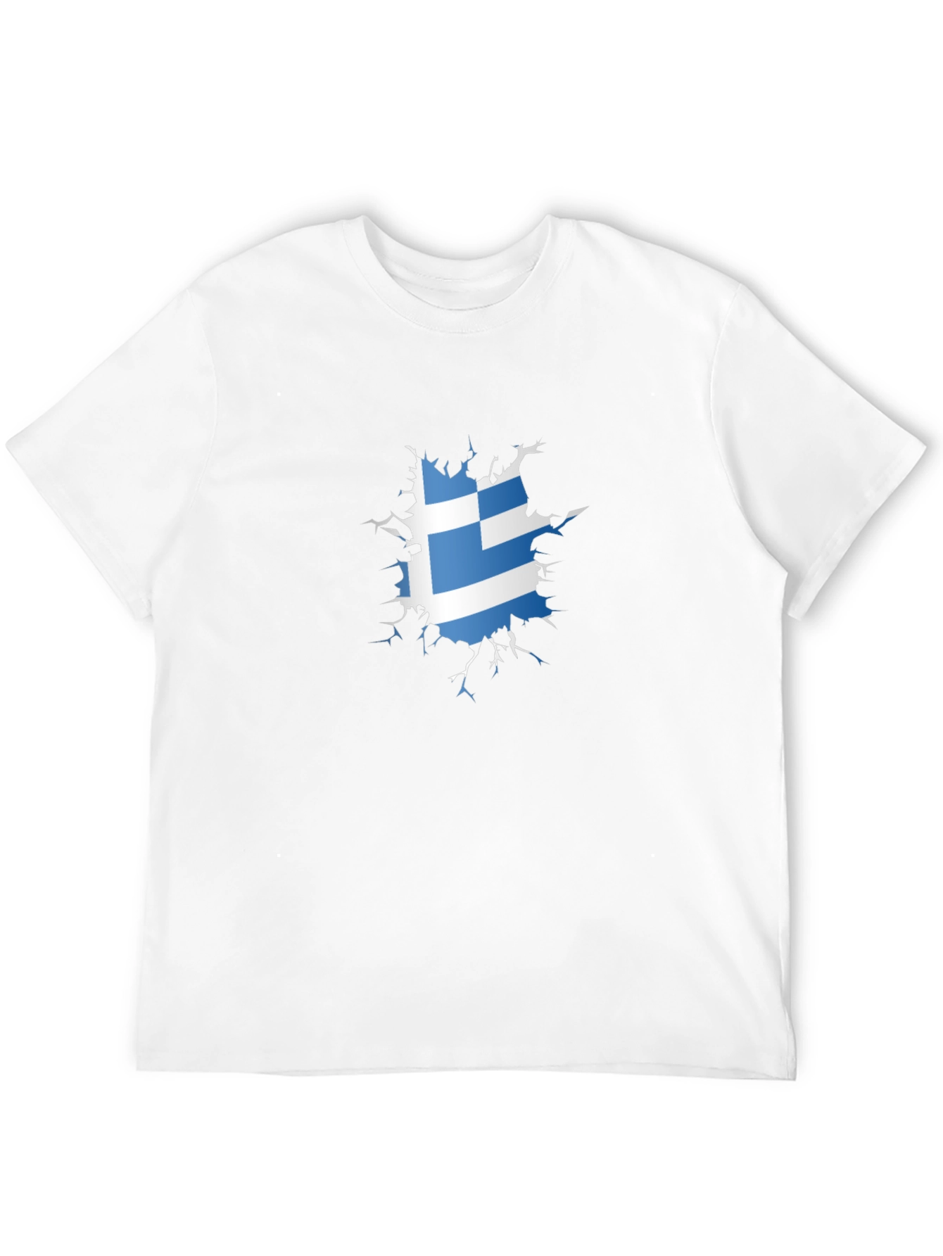 Greek Flag Ripped T-Shirt - Cool Patriotic Design