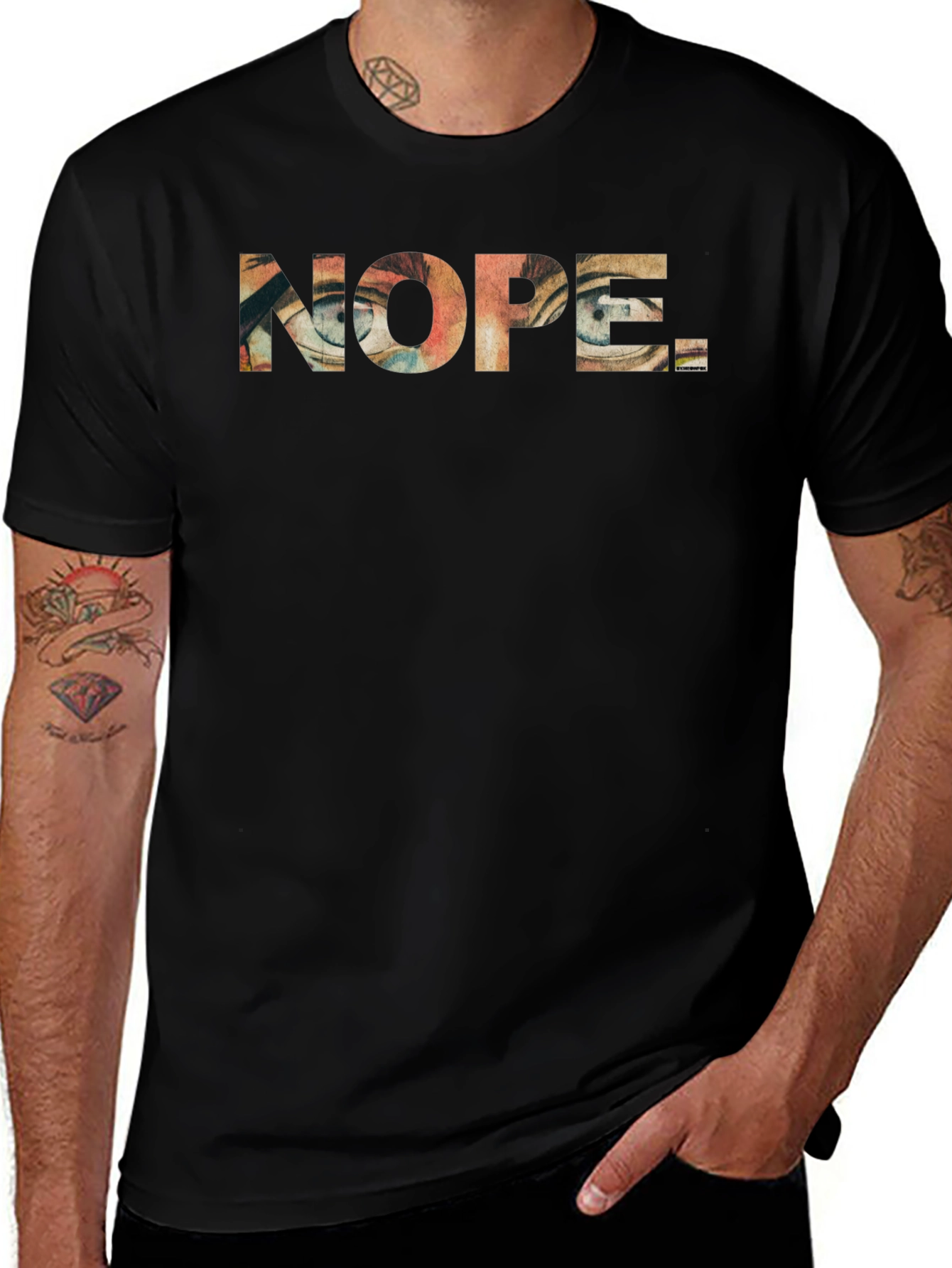 Nope Graphic Print Mens Black T-Shirt