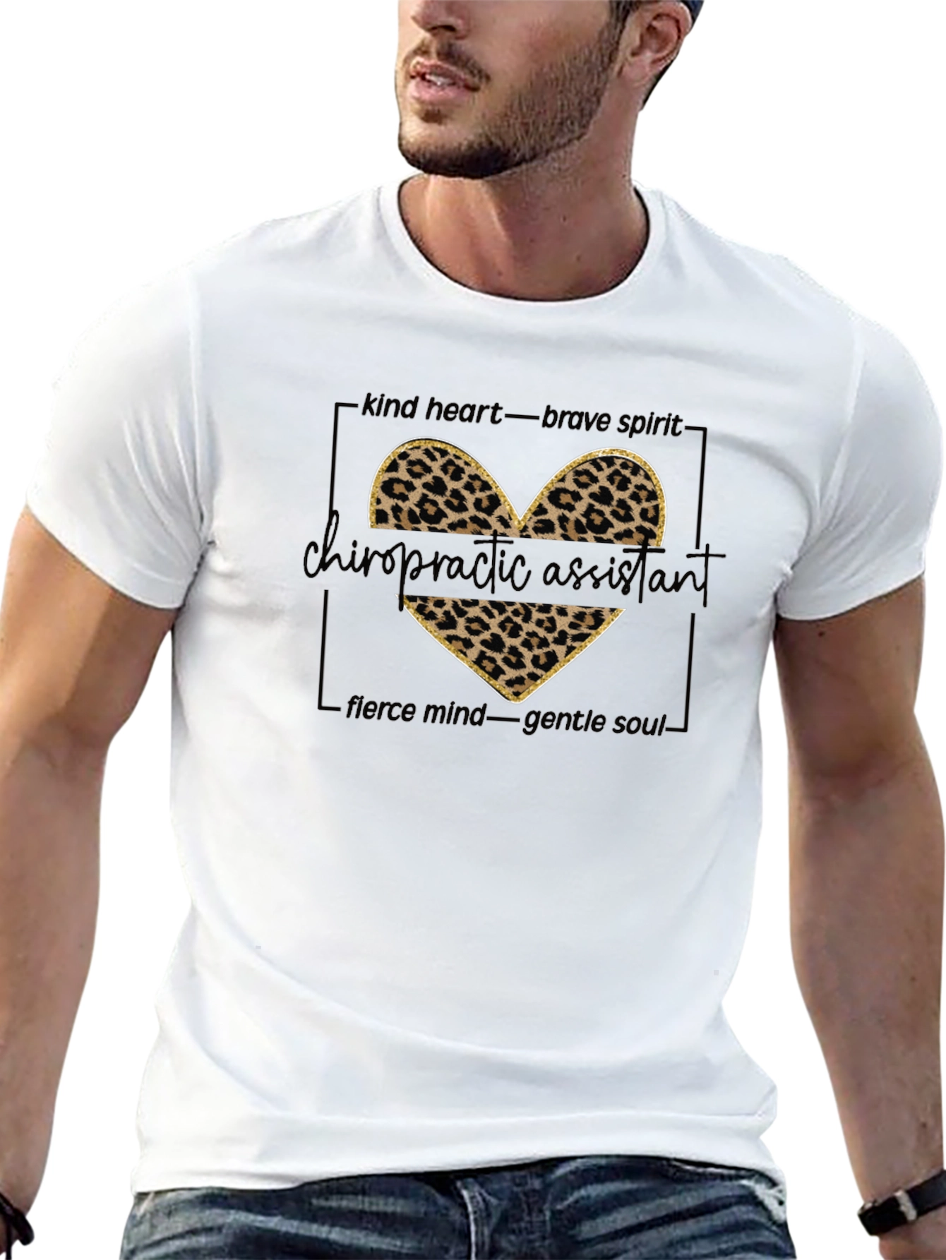 Chiropractic Assistant Leopard Print Heart Graphic Tee