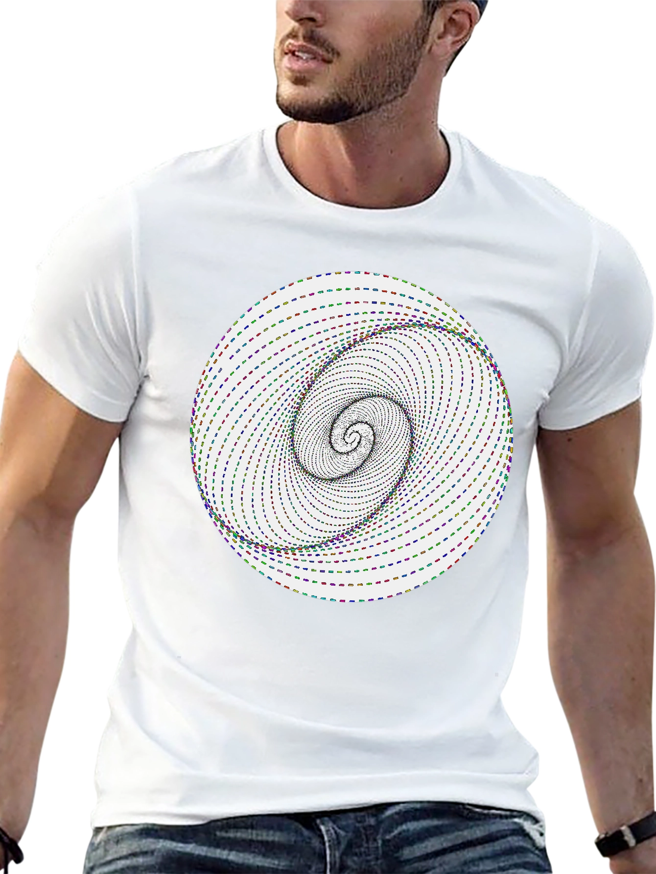 Optical Illusion Spiral Graphic Tee - Black Cotton Blend
