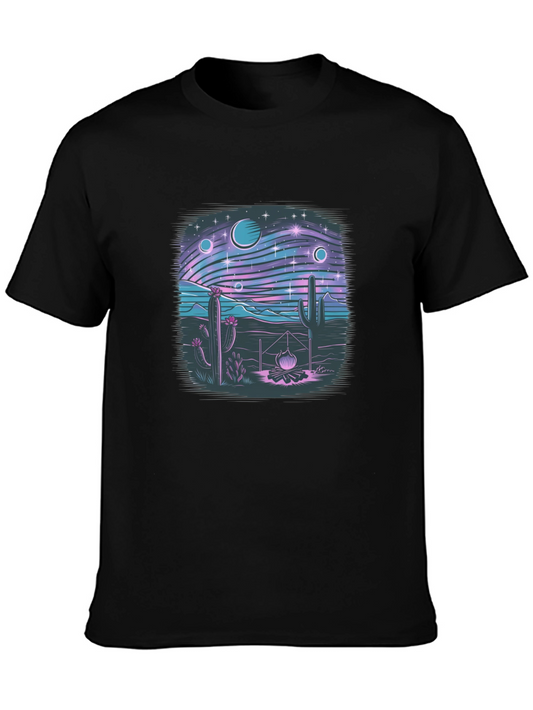 Desert Galaxy Graphic Tee - Black Cotton T-Shirt