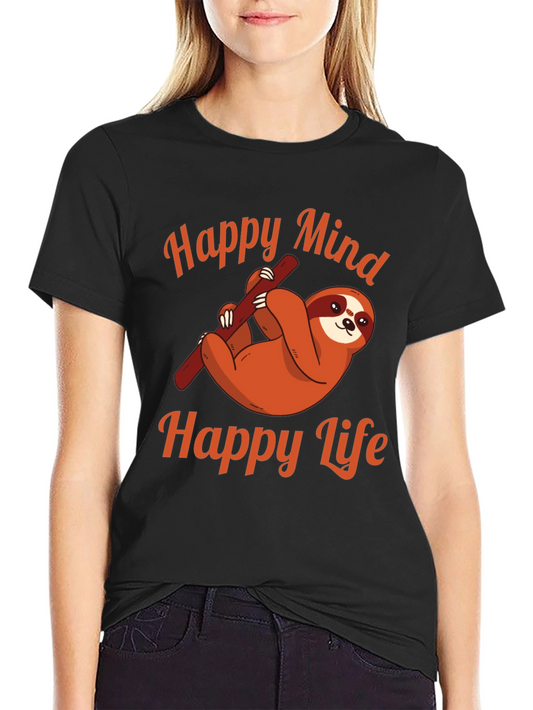 Happy Mind Happy Life Sloth Graphic Tee