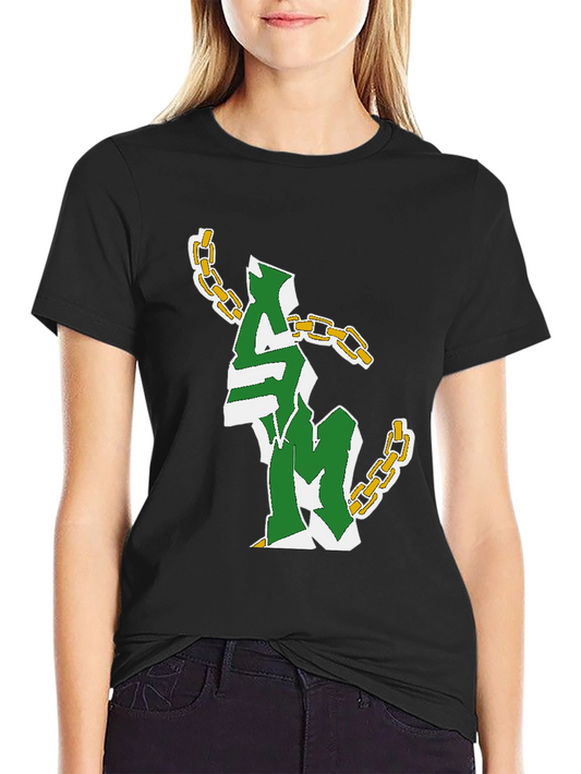 Graphic Print Chain T-Shirt - Black