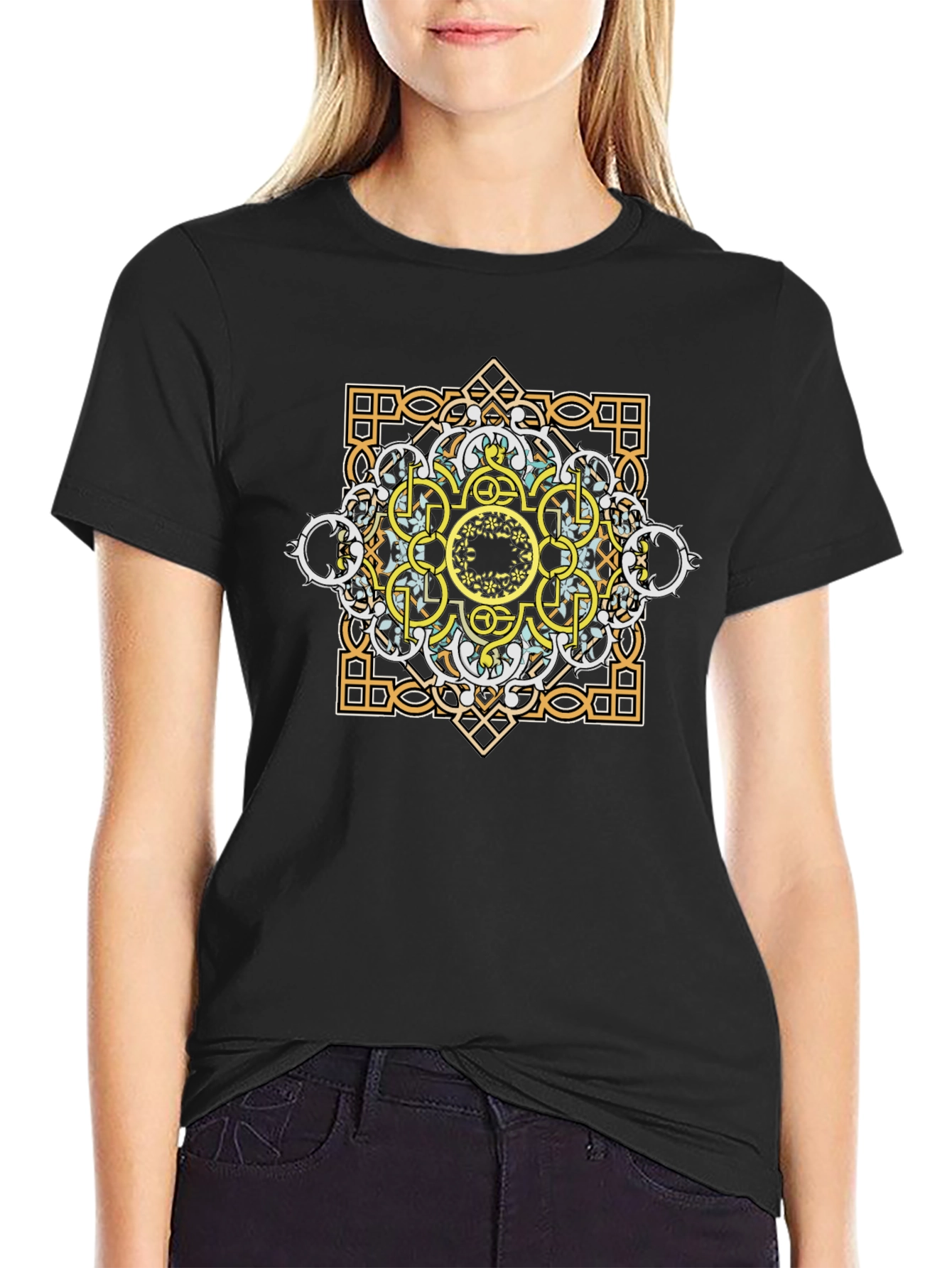 Geometric Graphic Tee - Mandala Design