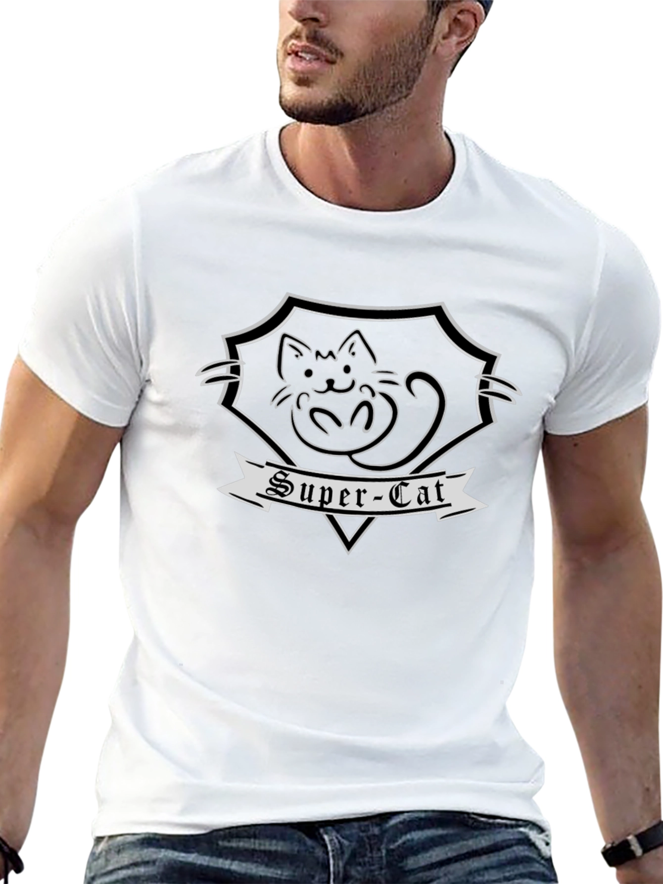 Super-Cat Graphic Tee - Black Cotton Blend