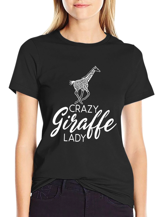 Crazy Giraffe Lady Black T-Shirt