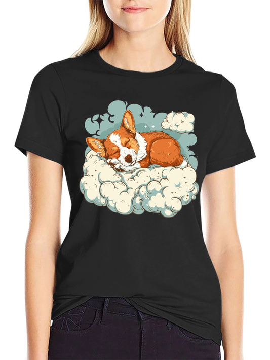 Dreamy Dog T-Shirt - Corgi Sleeping on Cloud