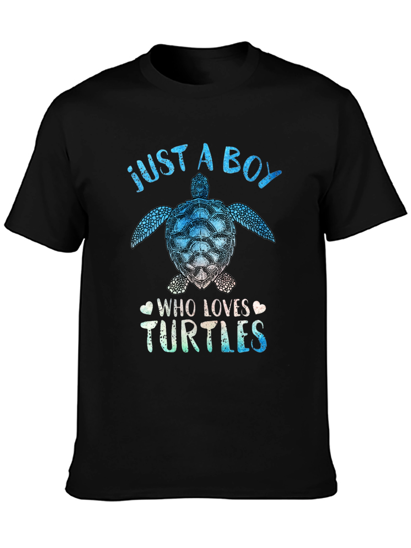 Just A Boy Who Loves Turtles Black Graphic Tee