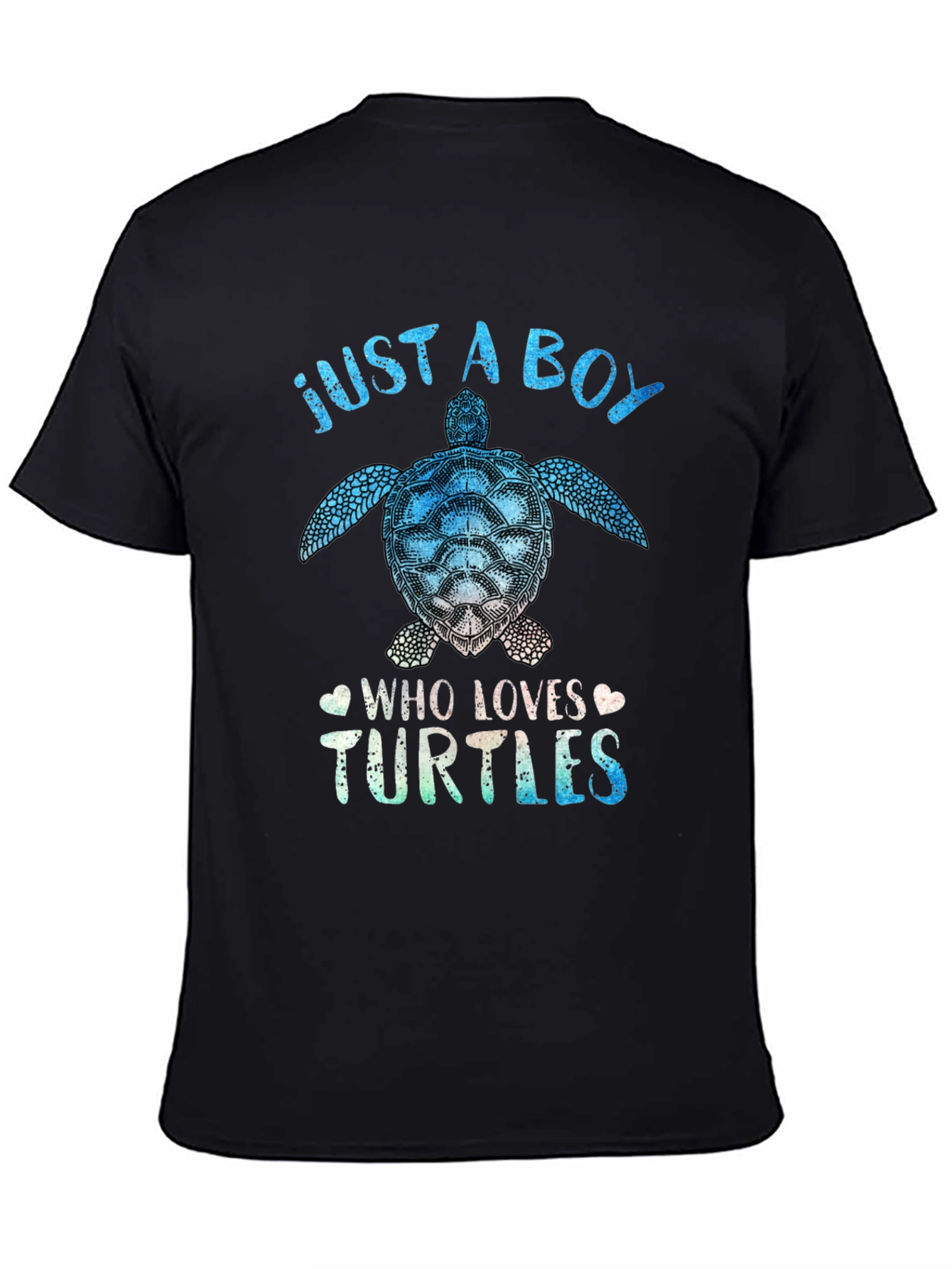 Just A Boy Who Loves Turtles Black Graphic Tee