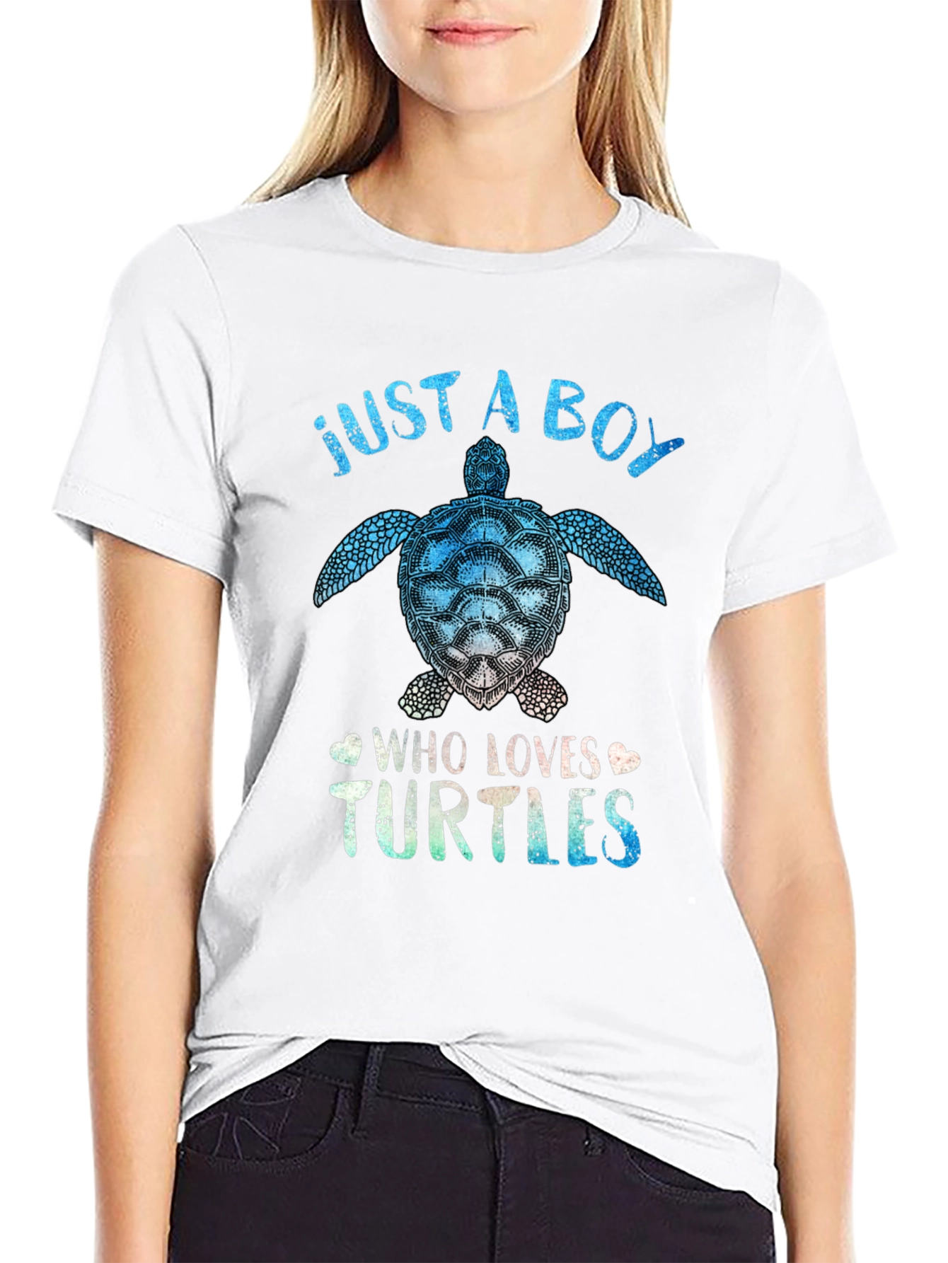 Just A Boy Who Loves Turtles Black Graphic Tee