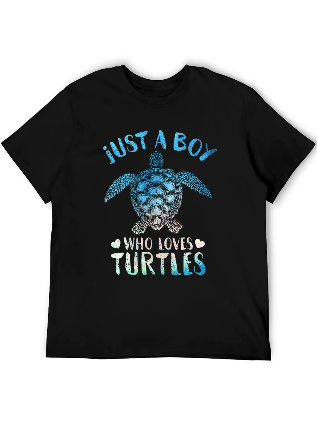 Just A Boy Who Loves Turtles Black Graphic Tee
