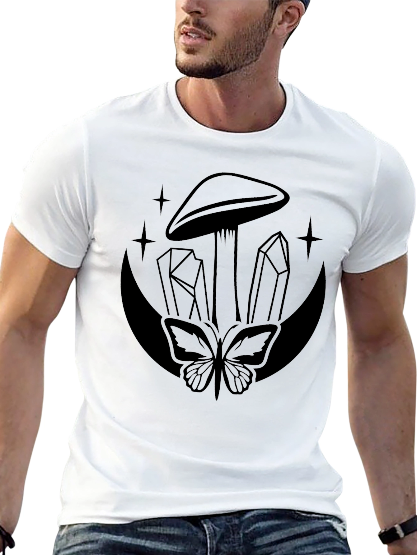 Mushroom Moon Graphic Tee - Mystical Style