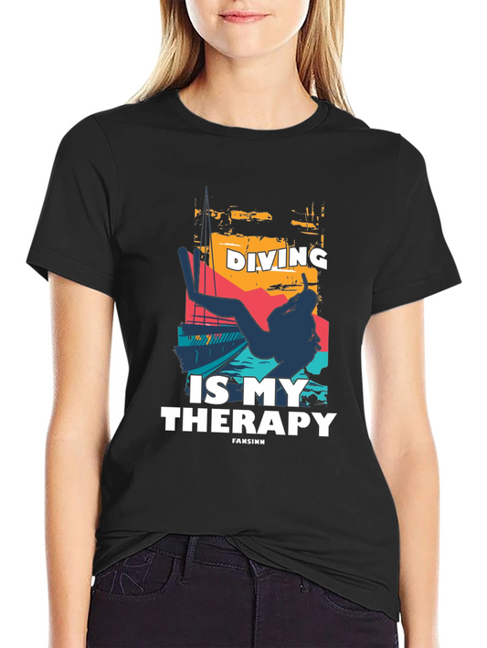 Diving is My Therapy Black T-Shirt