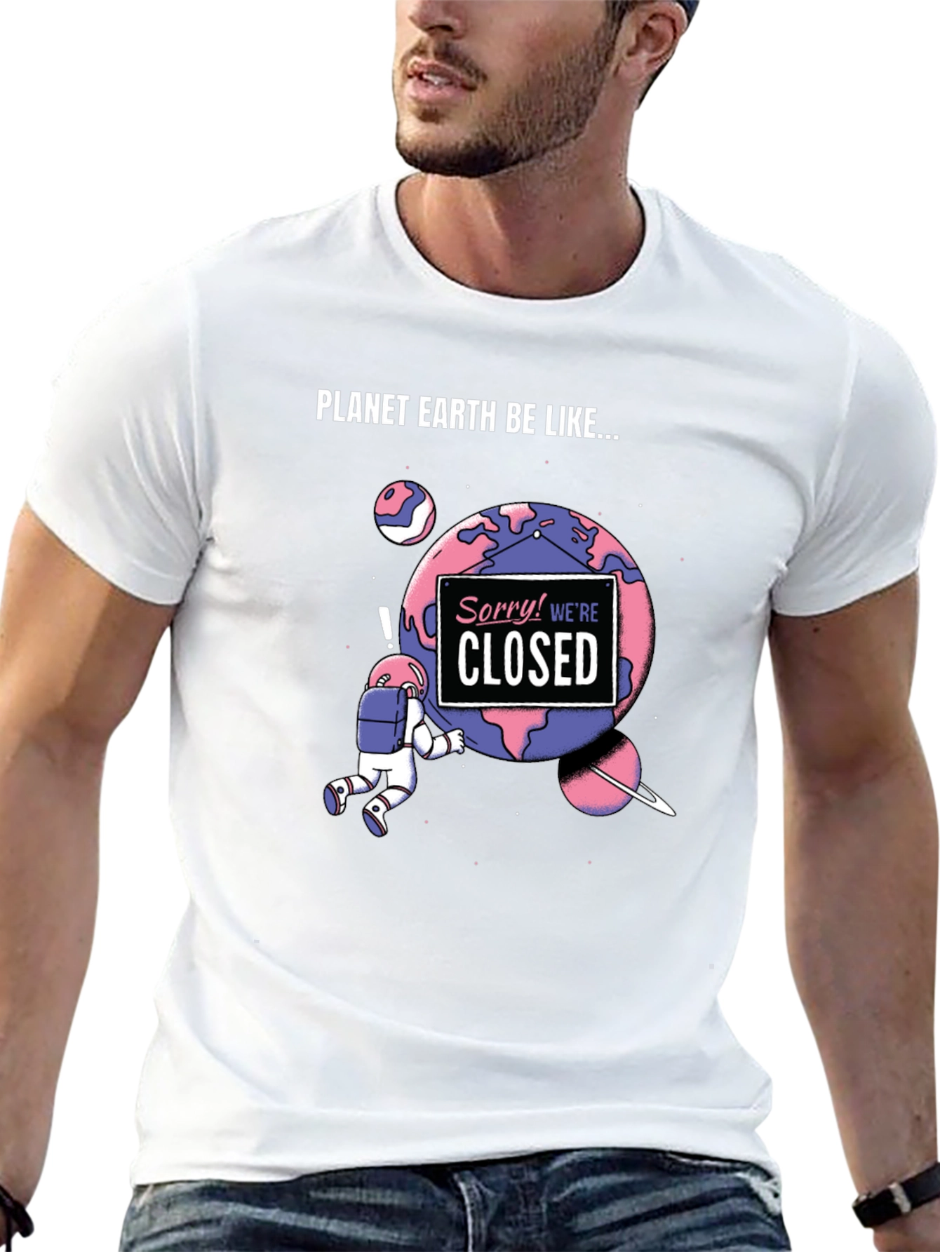 Planet Earth Closed Funny Graphic Tee