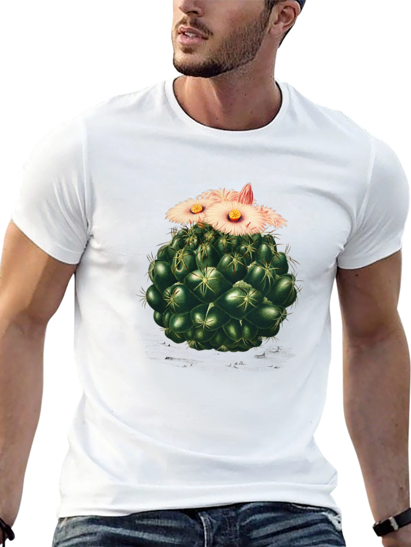 Cactus Flower Graphic Tee - Stylish Black T-Shirt