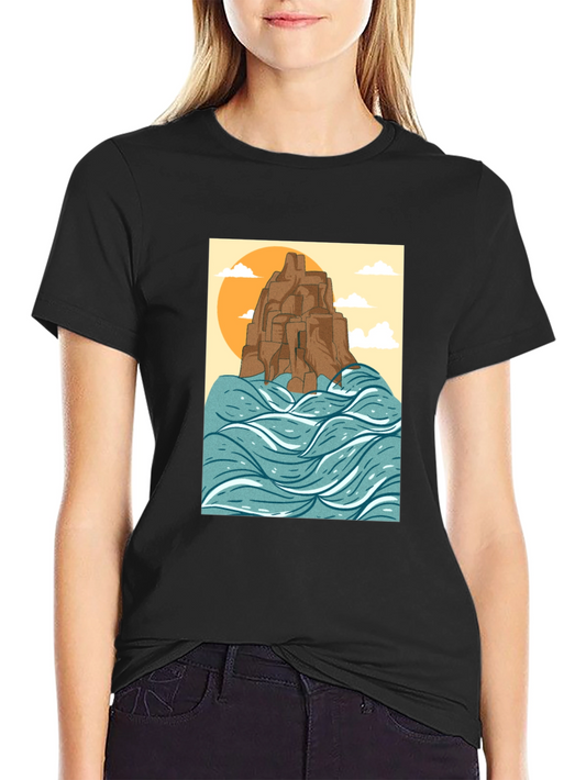 Coastal Cliff Graphic T-Shirt - Black